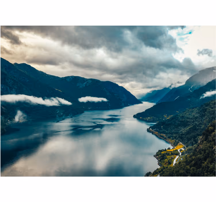 Papel pintado paisaje lago de montaña espejo - TenVinilo