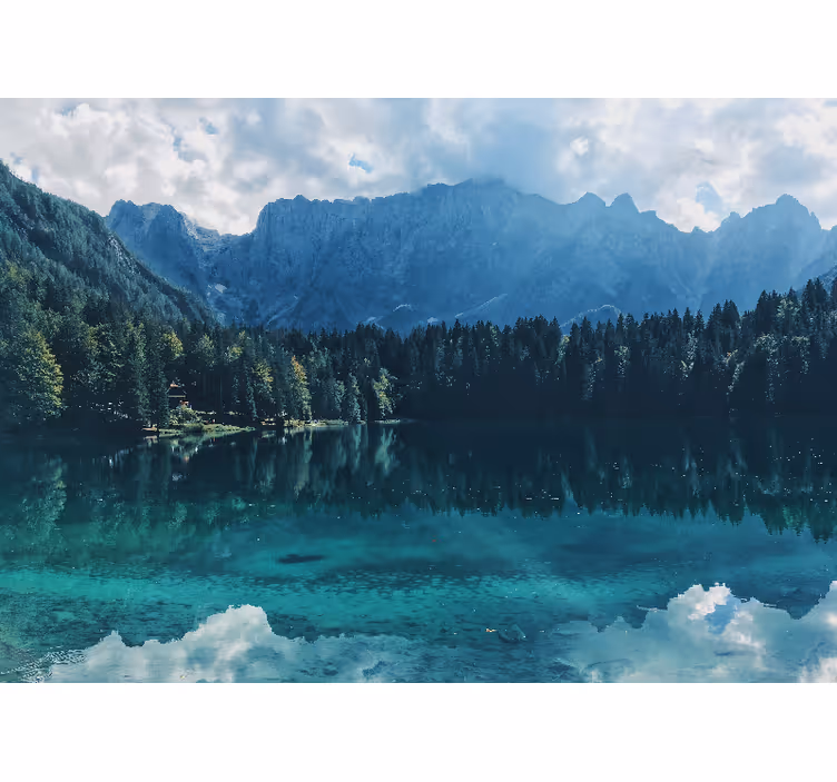 Papel pintado paisaje lago eco de montaña - TenVinilo