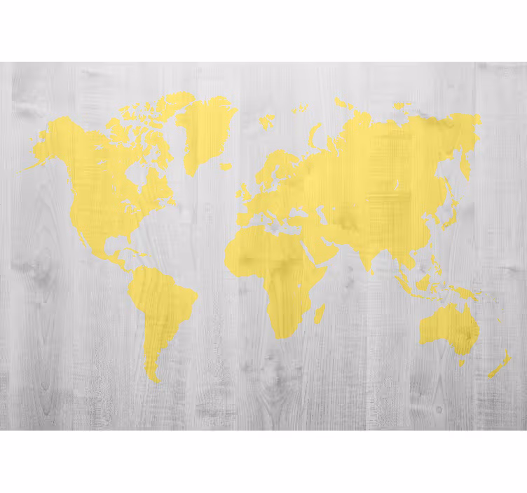 Papel pintado mapamundi mapa mundial amarillo - TenVinilo