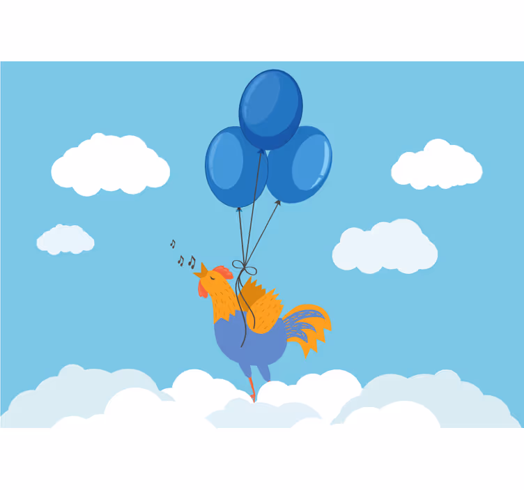 Mural de pared infantil globos del gallo cantor - TenVinilo