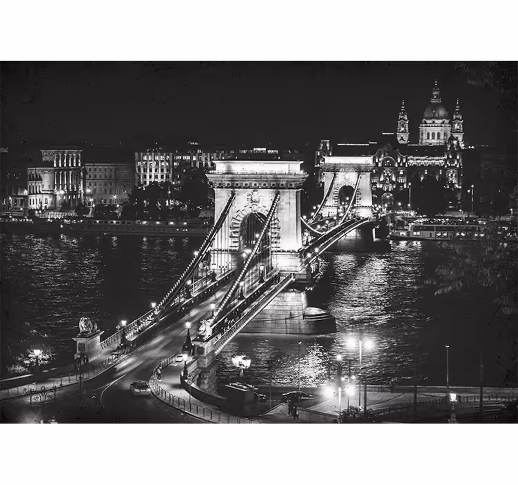 Fotomural ciudad puente de las cadenas de noche - TenVinilo