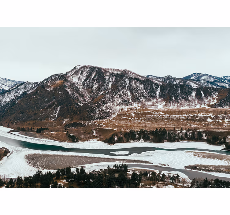 Papel pintado paisaje vista del río en la montaña - TenVinilo