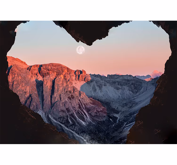 Papel pintado naturaleza paisaje montañoso corazón - TenVinilo