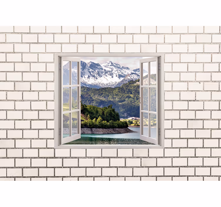 Papel pintado paisaje escape a la vista de montañas - TenVinilo
