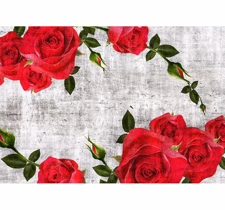 Mural de pared flores arreglo de rosas rojas - TenVinilo