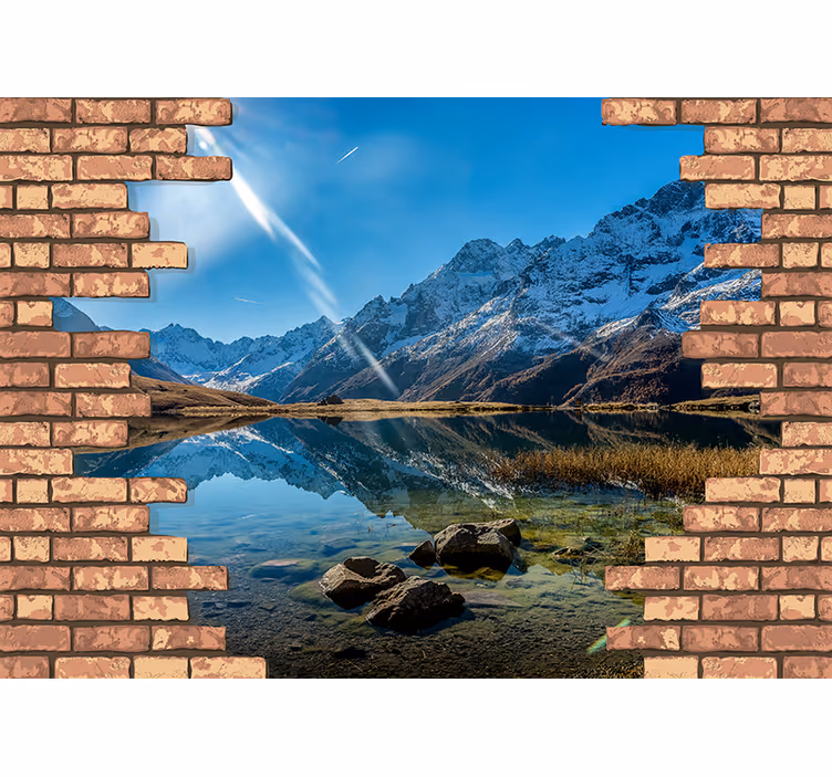 Papel pintado paisaje montaña y reflejo - TenVinilo