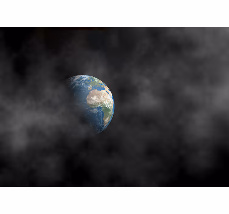 Fotomural espacio tierra rodeada de nubes - TenVinilo