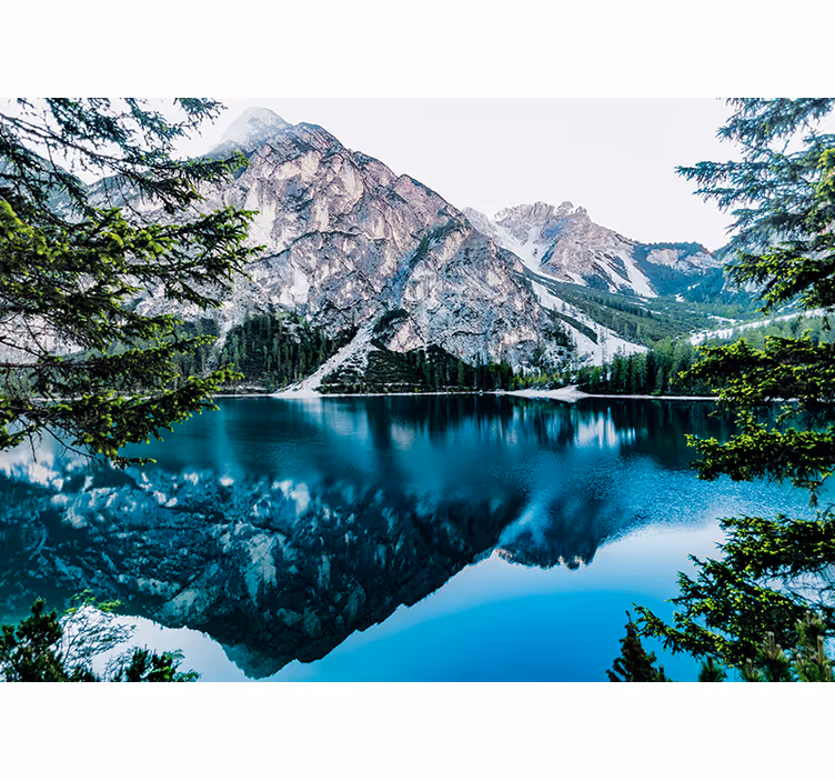 Papel pintado paisaje lago de la reflexión montañosa - TenVinilo