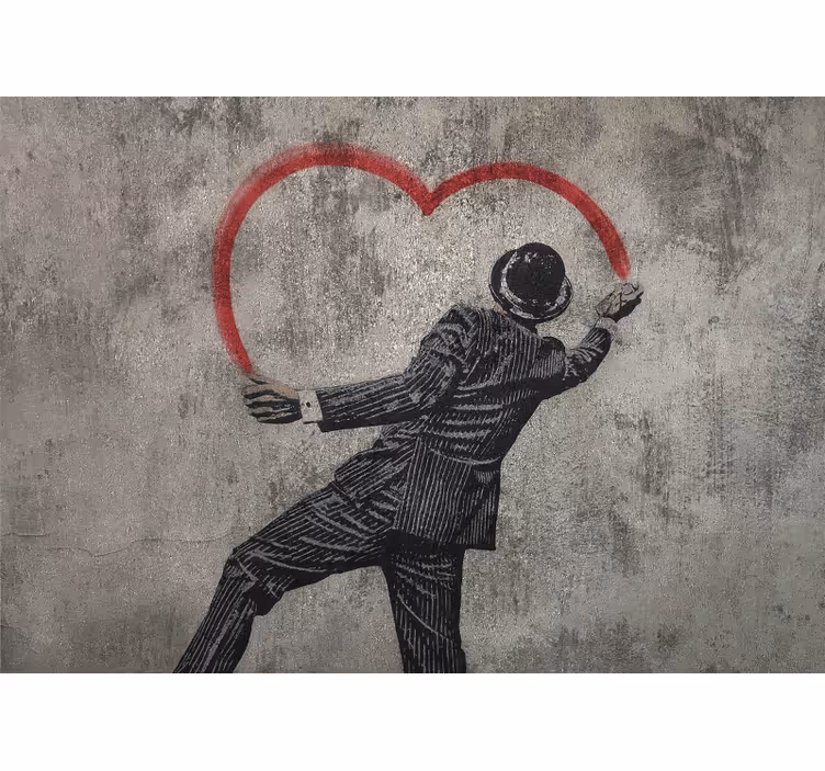Fotomural de amor caballero elegante dibujando un corazón - TenVinilo