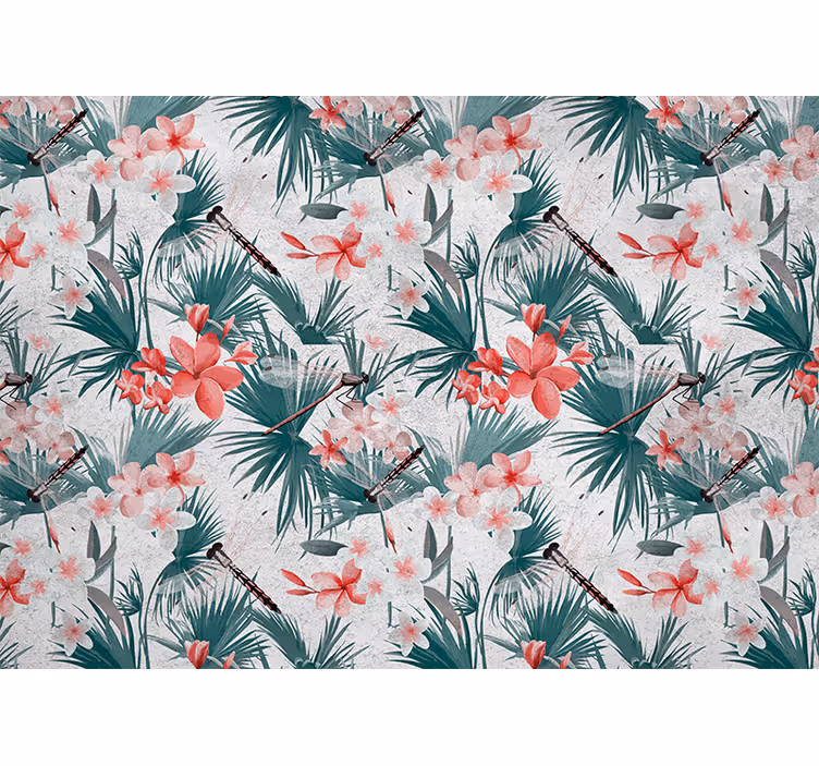 Mural de pared flores diseño floral tropical - TenVinilo
