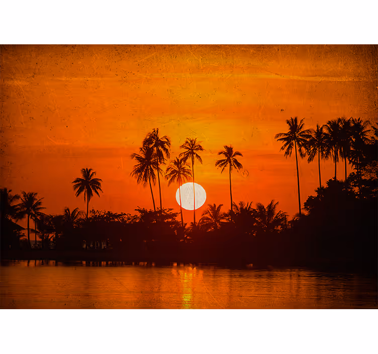 Papel pintado paisaje atardecer tropical - TenVinilo