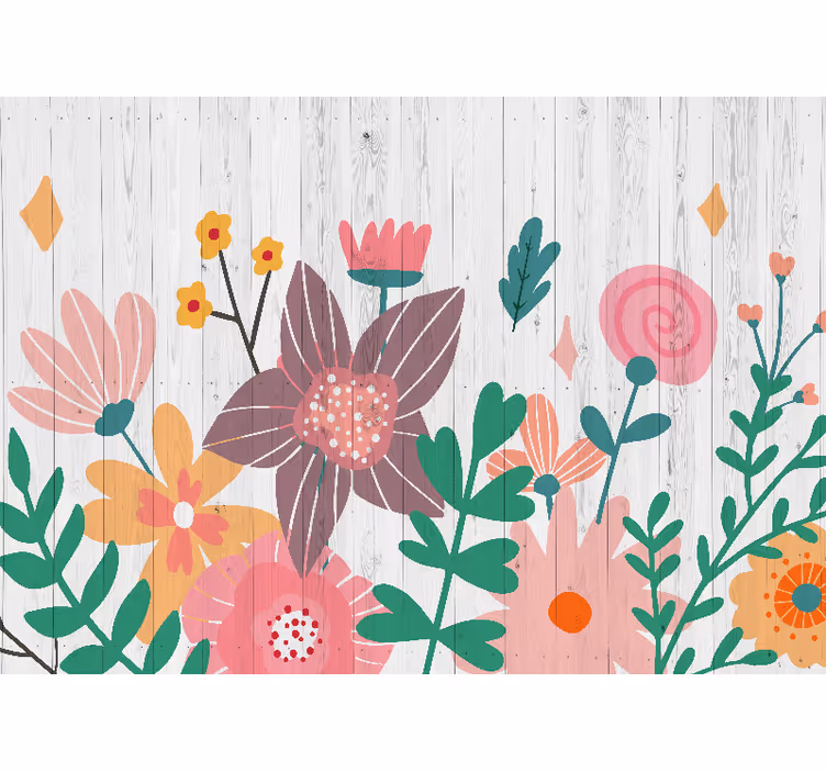 Mural de pared flores obra floral colorida - TenVinilo