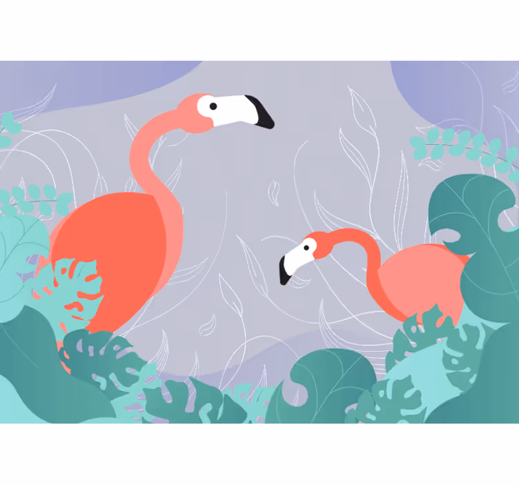 Fotomural animales familia de flamencos - TenVinilo