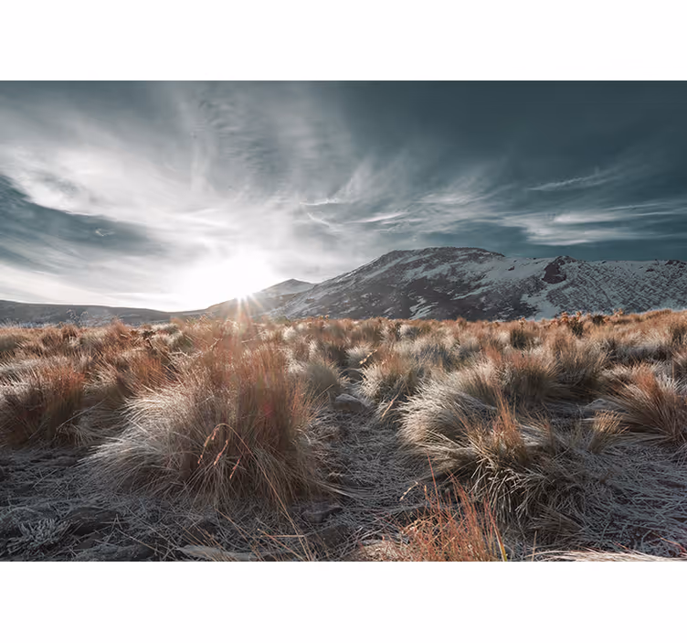 Papel pintado paisaje amanecer en la montaña - TenVinilo