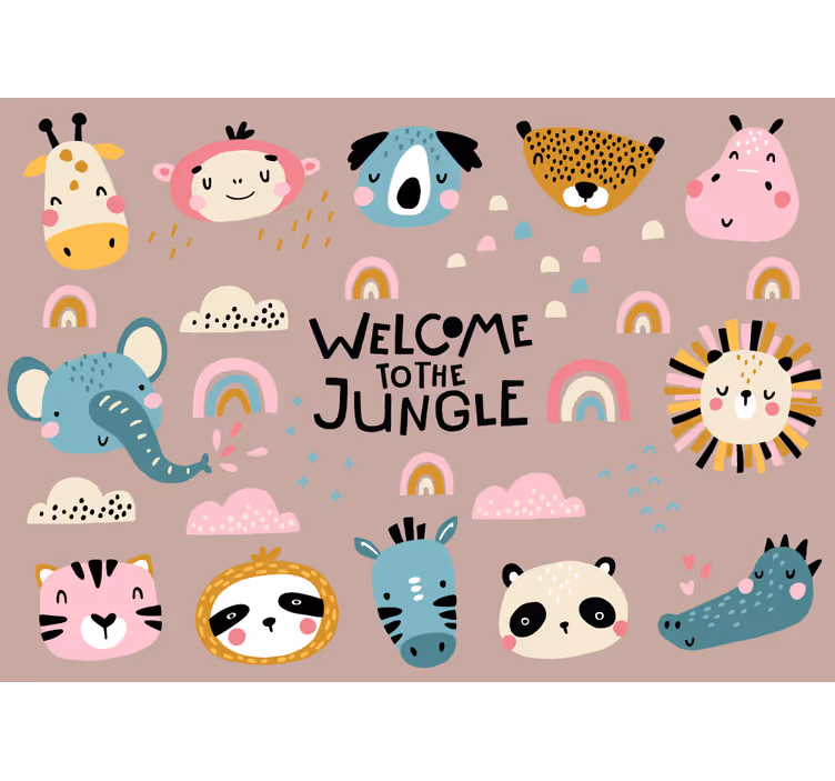 Fotomural animales adorables de la jungla - TenVinilo