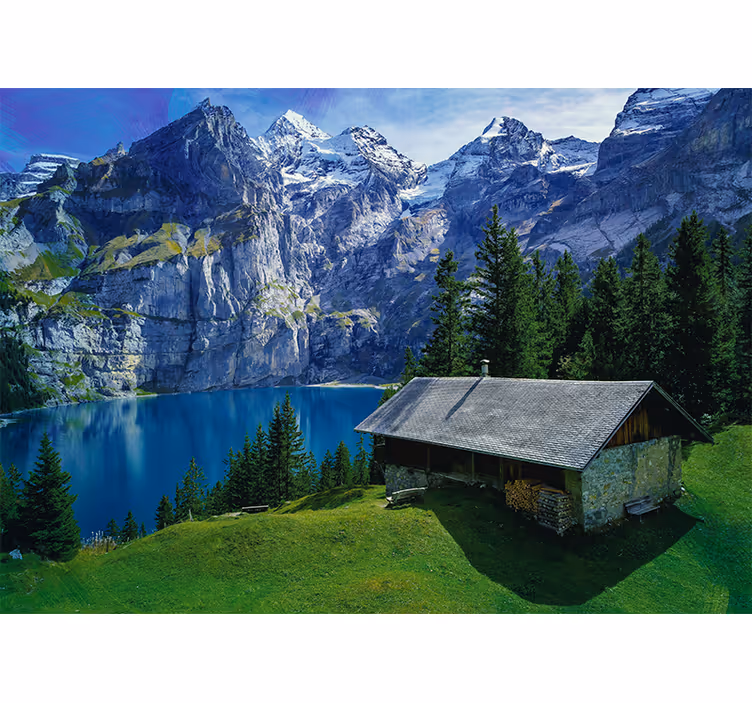 Papel pintado paisaje lago de montaña - TenVinilo