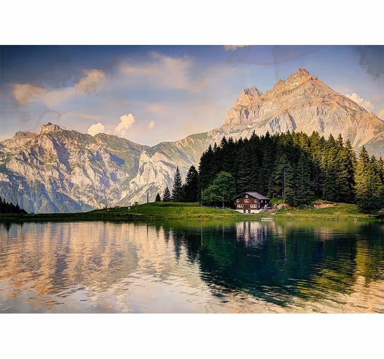 Papel pintado paisaje escapada al lago de montaña - TenVinilo