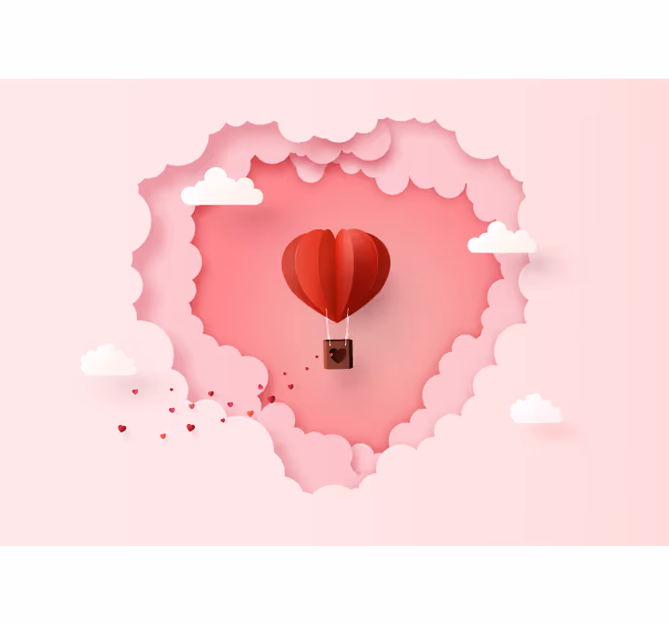 Fotomural de amor globo aerostático corazón - TenVinilo