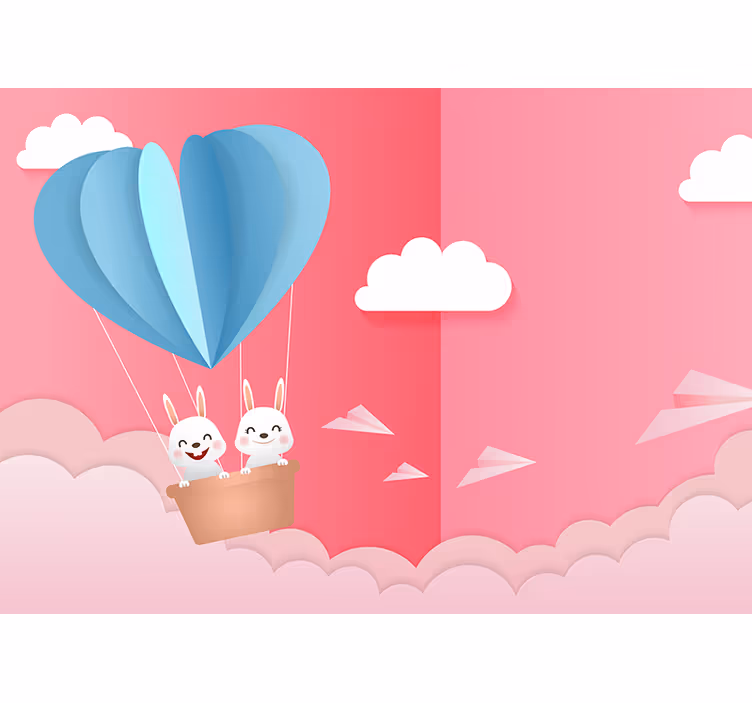 Fotomural de amor globos y conejitos - TenVinilo