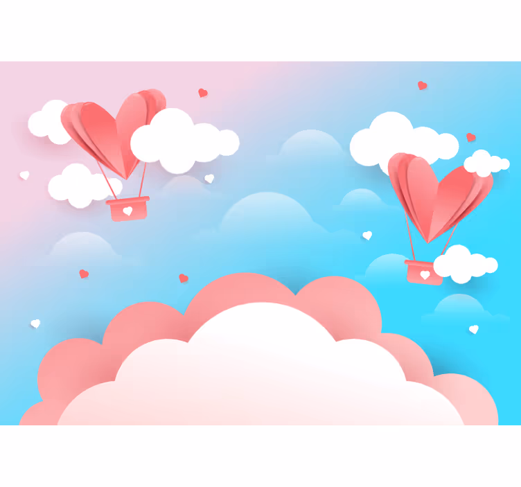 Fotomural de amor globos de corazón flotantes - TenVinilo