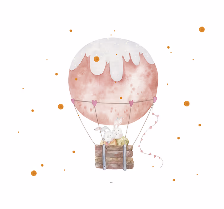 Fotomural de amor aventura del globo con conejito - TenVinilo