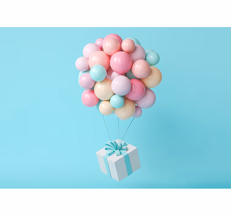 Fotomural bebé manojo de globos - TenVinilo
