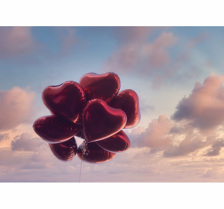 Fotomural de amor globos de aire en forma de corazón - TenVinilo