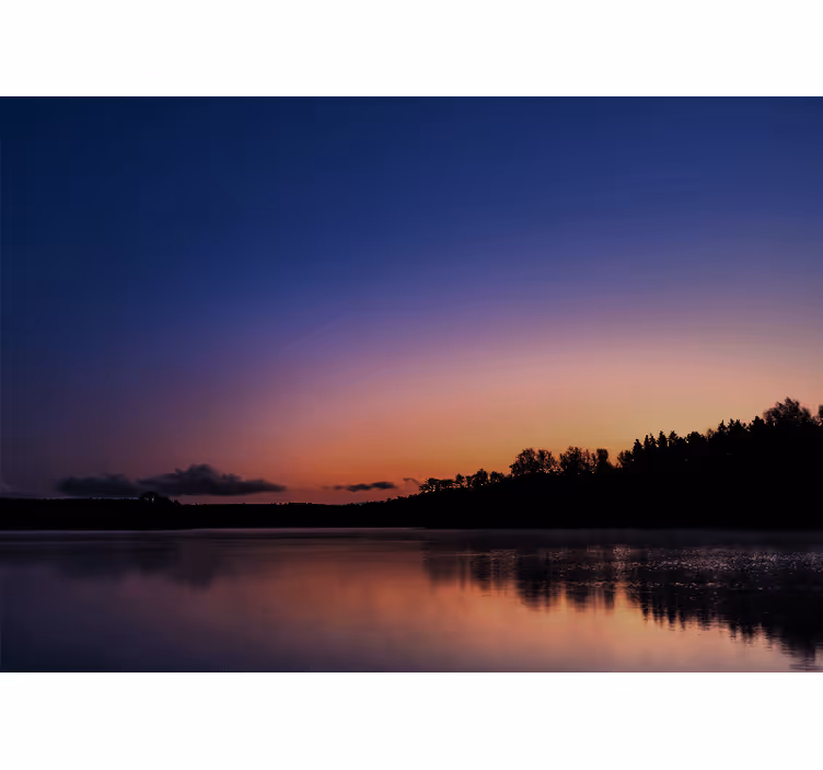 Papel pintado paisaje atardecer sereno en lago - TenVinilo
