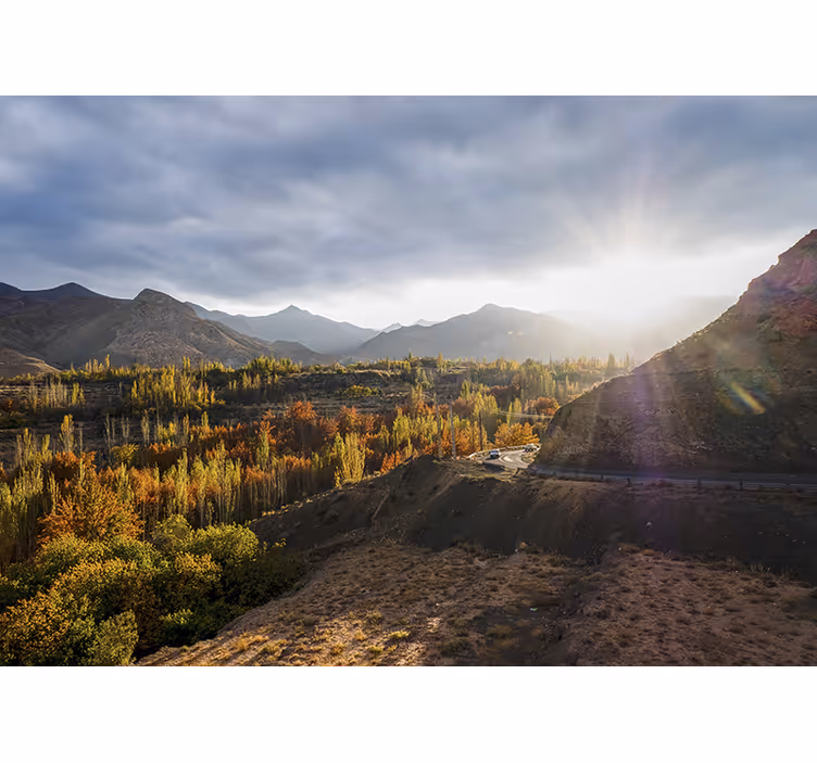 Papel pintado paisaje escena de otoño montañoso - TenVinilo