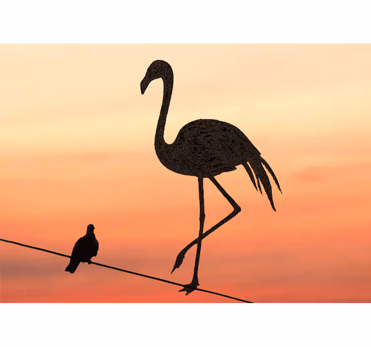 Fotomural animales gracioso flamenco al atardecer - TenVinilo