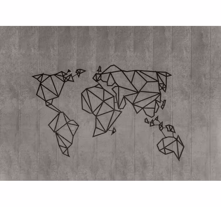 Papel pintado mapamundi contorno geométrico - TenVinilo