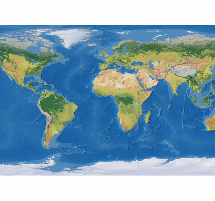 Papel pintado mapamundi mapa mundial detallado - TenVinilo