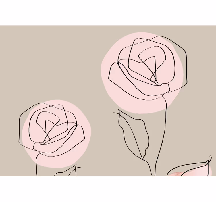 Mural de pared flores arte lineal rosas - TenVinilo
