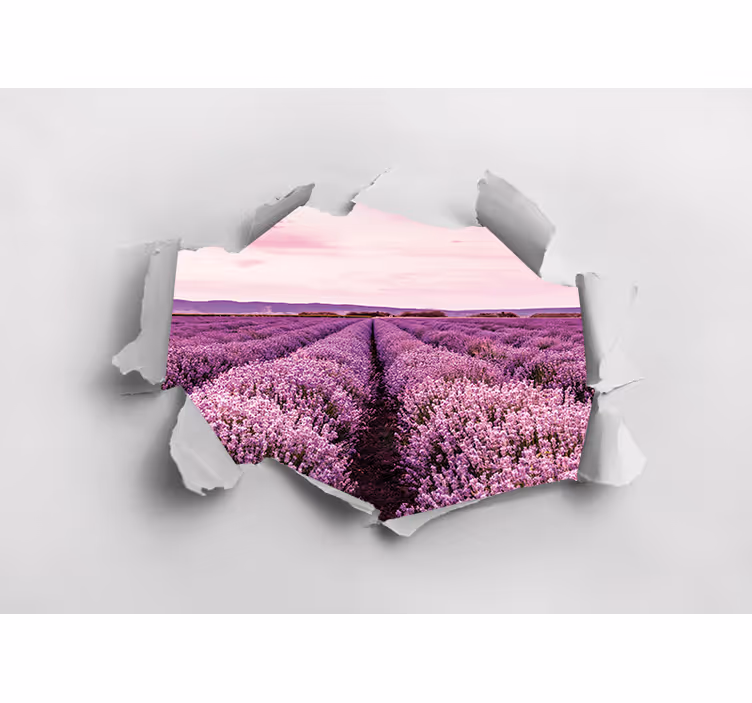 Mural de pared flores vista de campo de lavanda - TenVinilo