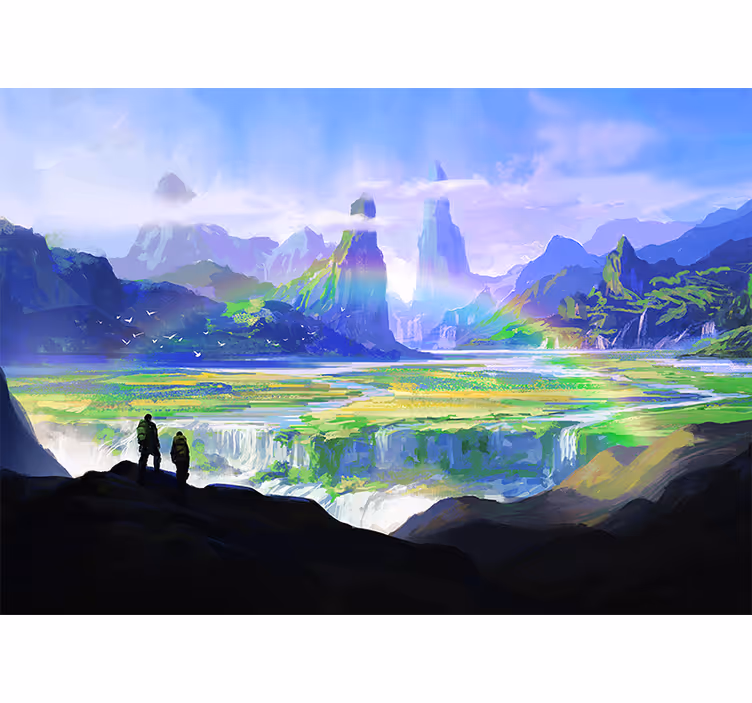 Papel pintado paisaje escena natural montañosa - TenVinilo