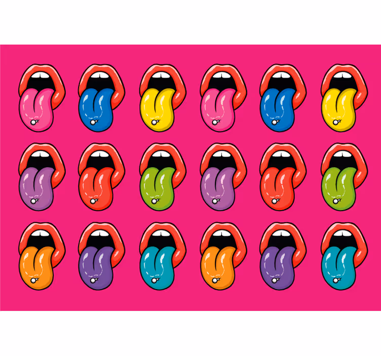 Fotomural arte urbano expresiones coloridas de lengua - TenVinilo