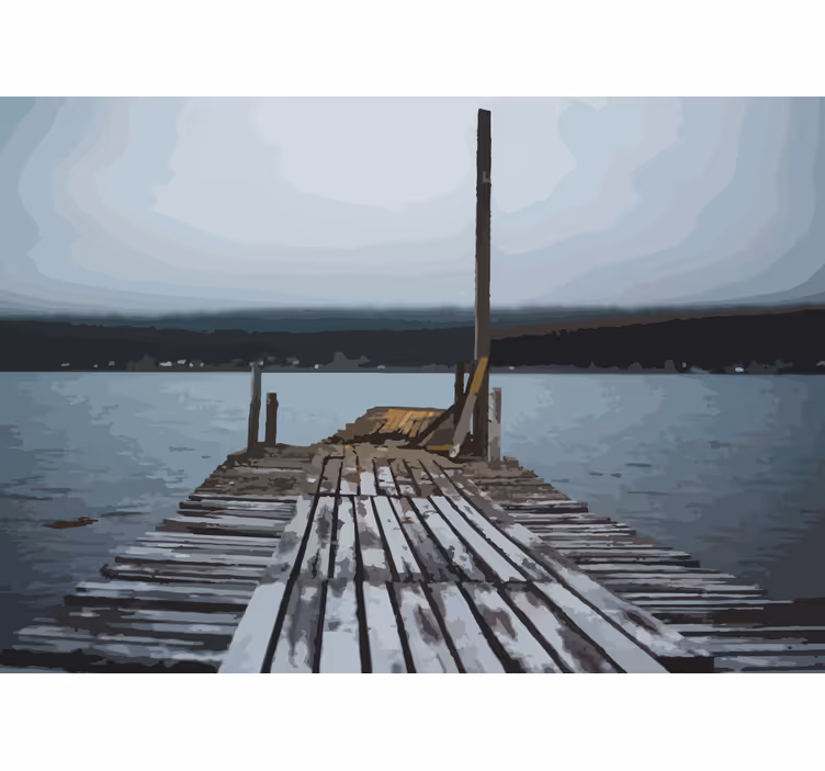 Papel pintado paisaje muelle del lago sereno - TenVinilo