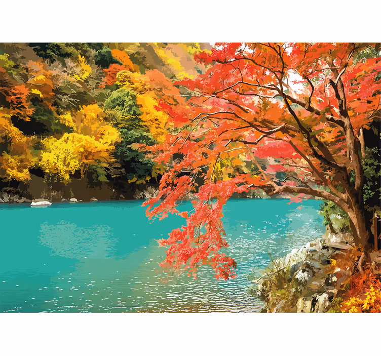 Fotomural naturaleza paisaje otoñal vibrante - TenVinilo