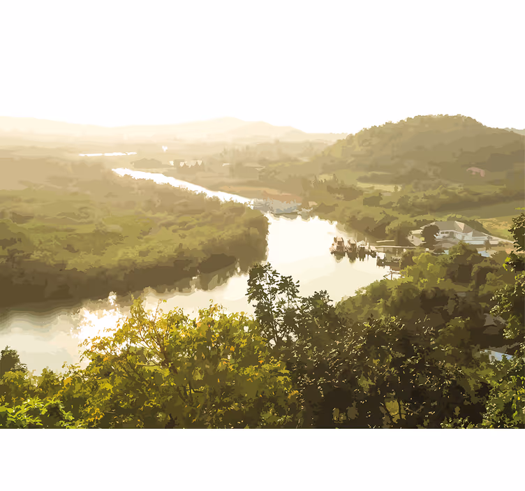Papel pintado paisaje vista serene del río - TenVinilo