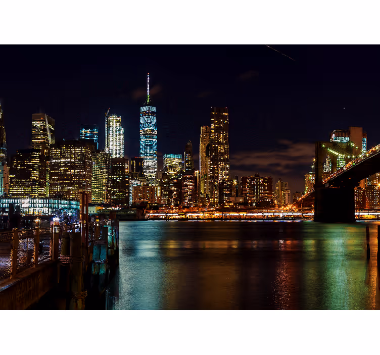 Fotomural nueva york paisaje nocturno de manhattan - TenVinilo