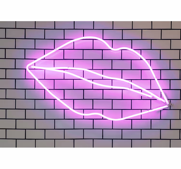 Fotomural de amor forma de labios de neón - TenVinilo
