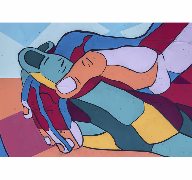 Fotomural de amor abrazo de manos colorido - TenVinilo