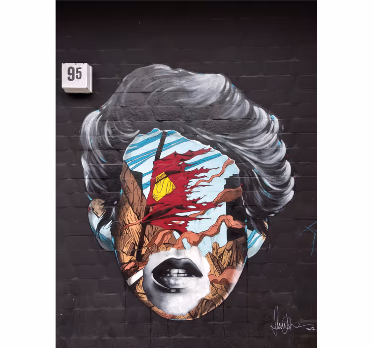 Fotomural arte urbano perfil humano fragmentado - TenVinilo