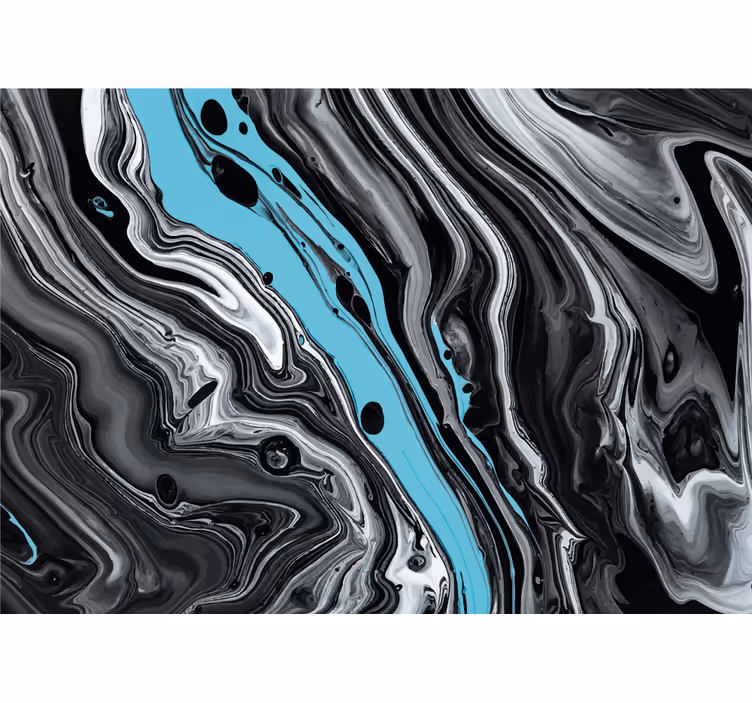 Fotomural abstracto flujo negro y aqua - TenVinilo