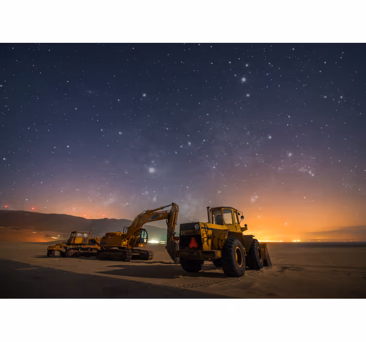 Fotomural vehículo equipos de construcción noche - TenVinilo