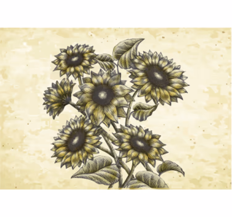 Mural de pared flores composición floral de girasoles - TenVinilo