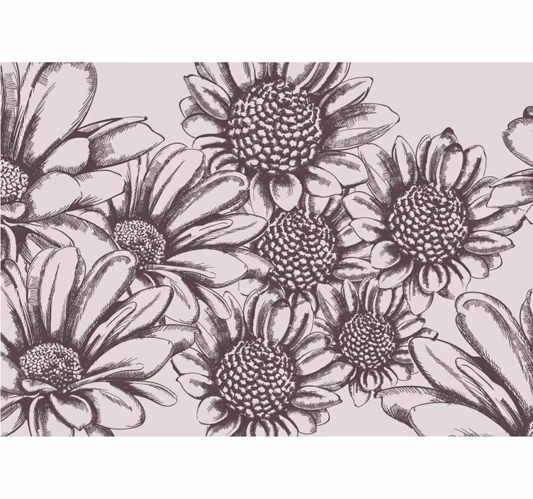 Mural de pared flores patrón de flores margaritas - TenVinilo