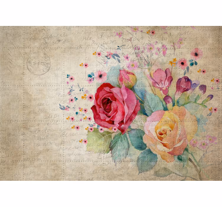Mural de pared flores composición de rosas - TenVinilo