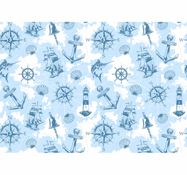 Papel pintado paisaje elementos de aventura marina - TenVinilo