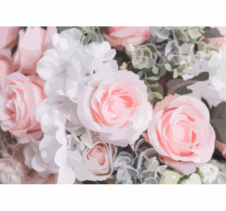 Mural de pared flores rosas rosadas románticas - TenVinilo